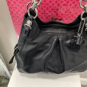 Coach Leather Maggie Mia Black Purse Hobo Shoulder Handbag - EUC